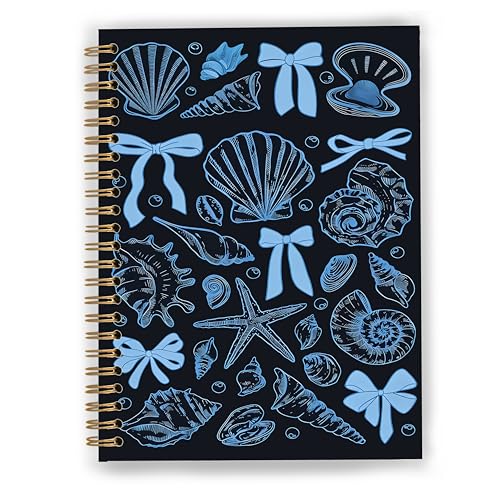 Blue Coquette Coastal Seashell Notebook, Beach Lover Gifts, Preppy Beach Aesthetic Journal for Women Girls, Retro Summer Vibes Spiral Notebook Journal 5.5x8.3 - color: Color 11