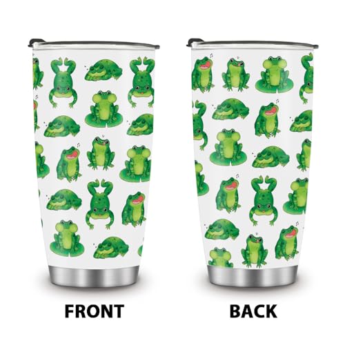 WIRESTER 20 OZ Stainless Steel Tumbler With Lid, Double Wall Vacuum Insulated Tumbler, Coffee Travel Mug Cup for Hot Cold Drinks - Green Frog Funny Playful Postures - color: Green Frog Funny Playful Postures