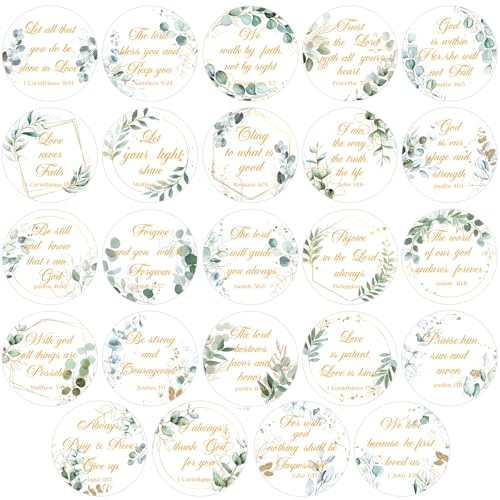 600 Pcs Bible Verse Stickers 24 Styles Eucalyptus Scripture Stickers - style: Eucalyptus