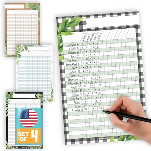Attendance Chart for Classroom -4pc Laminated Chore & Reward Chart for Kids - color: Farmhouse Classic