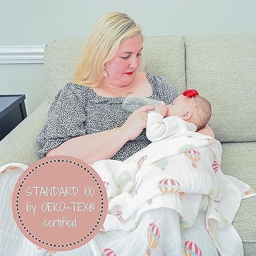 LollyBanks Muslin Swaddle Blankets, 100% Organic Cotton Receiving Blanket - color: The Sky is the Limit Or Lift Me Up