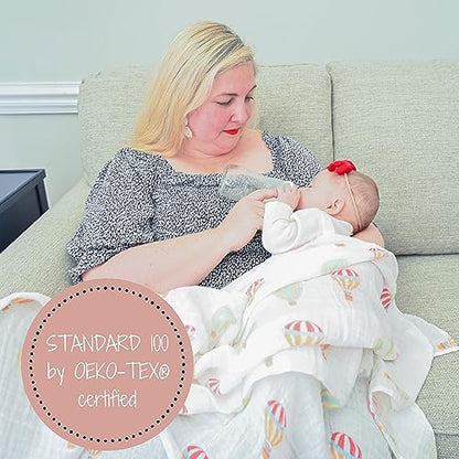 LollyBanks Muslin Swaddle Blankets, 100% Organic Cotton Receiving Blanket - color: The Sky is the Limit Or Lift Me Up