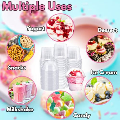 Alaeseje 100 Pack 8 oz Clear Plastic Cups with Dome Lids(Hole in the Lid) - style: 100 Pack Dome Lids