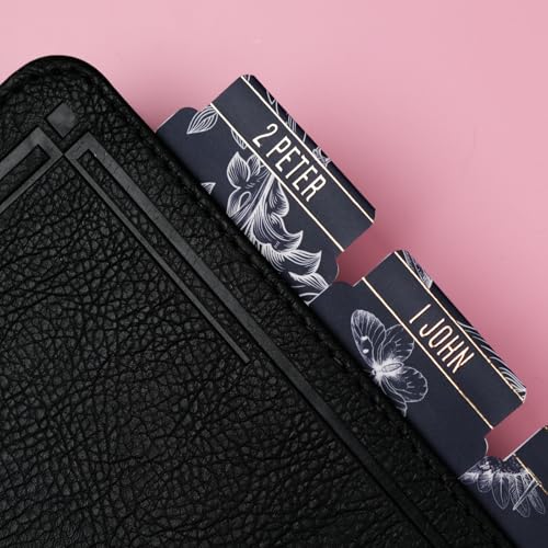 UPAFEXXI-Bible Tabs for Women and Men, 3D Gold Foil Embossed Lettering - color: Navy Blue