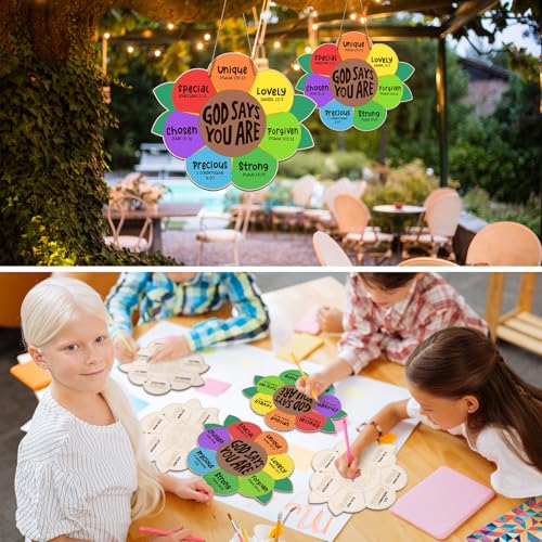 12 Sets Sunday School Crafts for Kids Wooden Sunflower Painting - style: God Says You Are
