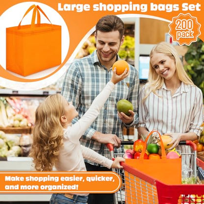 Windyun Reusable Grocery Bags Non Woven with Handles - color: Orange