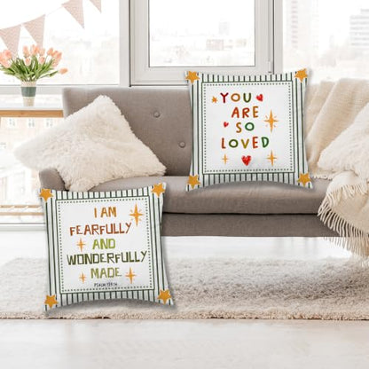 Dibor Boho Christian Nursery Throw Pillow Covers 18x18 Set of 2