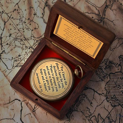 For I Know The Plans I Have For You, Jeremiah 29:11, Solid Brass Directional Engraved Compass, Baptism Gifts for Boys Girls, First Communion, Christian Gifts for Men, First Confirmation Gifts for Boys - style: #2 for I Know The Plans Compass