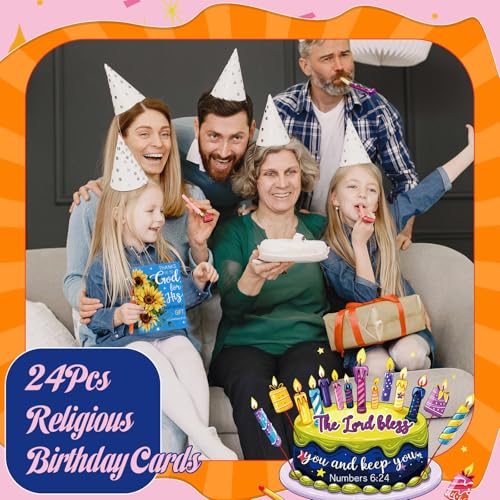 Gersoniel 24 Pack Religious Christian Birthday Cards Bulk,Classic Style - style: Traditional