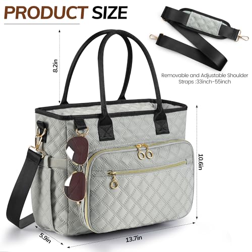 Large Bible Bag with Bible Cover Case for Women Quilted Church Tote Bags for Bible Study, Adjustable Shoulder Strap - color: Gray