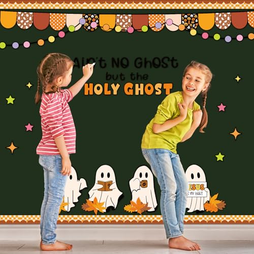 Mooliwe 141 Pcs Halloween Fall Bulletin Board Decor Set Christian Ghost - style: Halloween