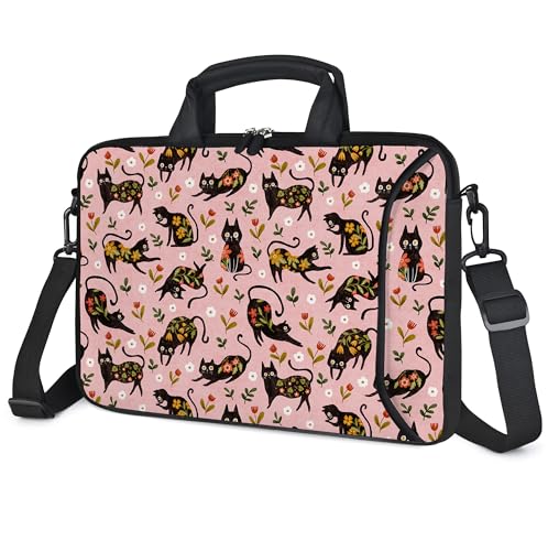 RICHEN Messenger Bag Carrying Case Sleeve with Handle Accessory Pocket Fits Laptops/Notebook/ebooks/Kids tablet/ipad (11-13.3 inch, Flowers Cats) - color: Flowers Cats, size: 11-13.3 inch