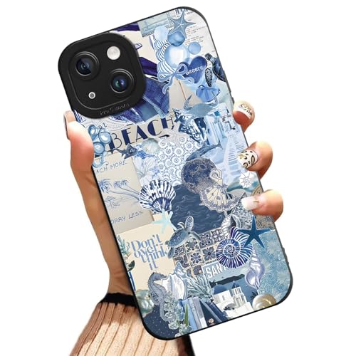 Aesthetics Collage Ocean Phone Case for iPhone 14 Case Summer Beach Pattern Shockproof Soft Protective for Women Men Phone Cover Funda for iPhone 14 6.1 Inch - color: Black, size: for iPhone 14