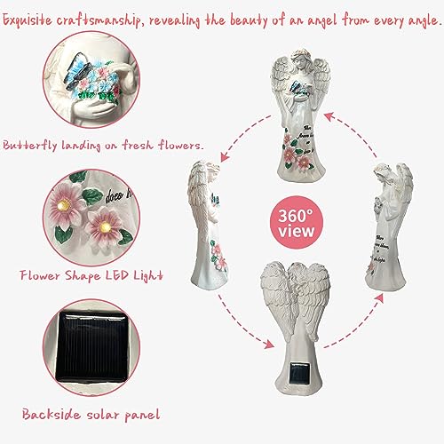 Solar Angel Garden Statue, 11", Outdoor Resin Figurine