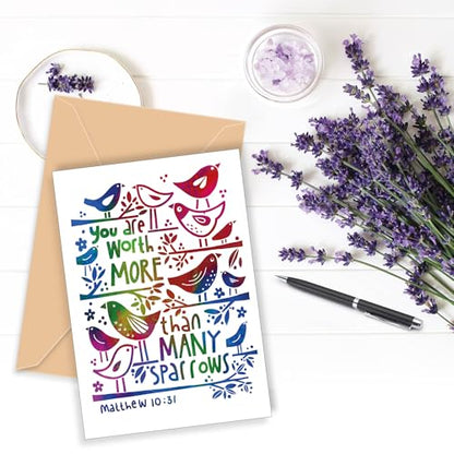 Christian Greeting Cards with Scripture, Pack of 9, Blank with Envelopes - color: Multicolored / CH438