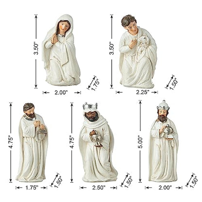 Glitzhome Christmas Nativity Set Nativity Scene Set Indoor 8 in Resin Nativity Figurines Set 11 Pcs Removable Angel Statue Ivory Nativity Sets & Figures Christian Holy Family Figure with Baby Jesus - color: Ivory Nativity Set