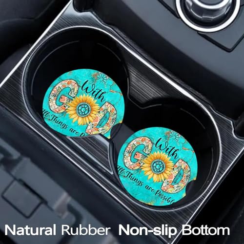 2 Pack Christian Encourage Car Cup Holder Coasters Universal Neoprene Mat - color: God