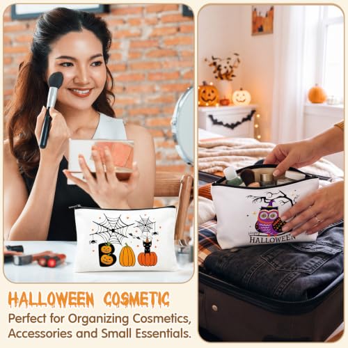 Patelai 12 Pcs Halloween Canvas Tote Bags and Makeup Bags for Women Gifts - style: Cute Halloween