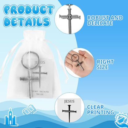 Christian 3 Nail Cross Keychain Gift Card Bag Bulk
