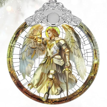 Stained Glass Ornaments, 2025 Christmas Ornament, Christmas Tree Ornament, Heirloom Keepsake, Gift Exchange, Gift Idea - Archangel Michael - color: Michael