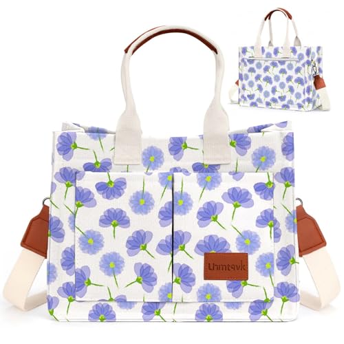 LHMTQVK Canvas Tote Bag for Women, Work & Bible Study Handbag - color: Forget Me Not
