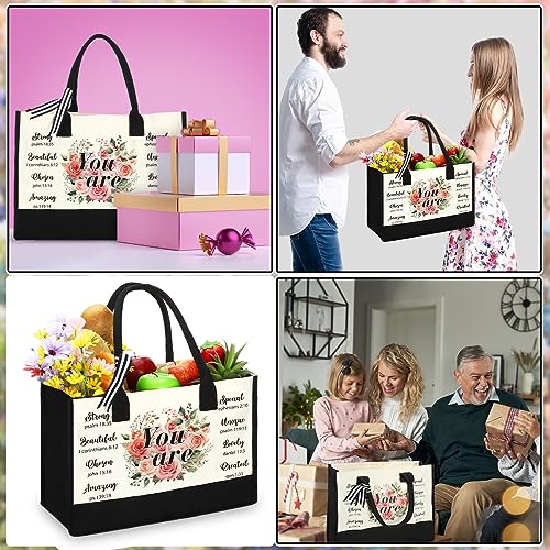Sweetude Christian Canvas Tote Bag for Women Large Bag, 17 x 12.6 x 6.7in