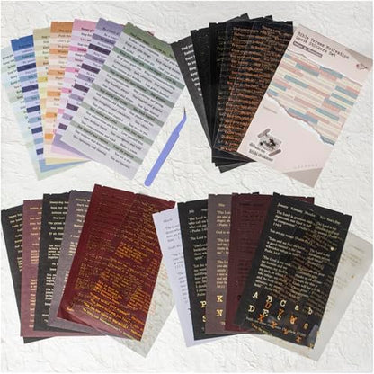 Quote and Sayings with Bible Verses Stickers for Journaling, 846Pcs Word Stickers, 24 Sheets Gold Foil Small Talk Sticker Book for Junk Journal Supplies, Scrapbooking, Bujo, Card Making - color: Quote and Bible Verse Sticker Book