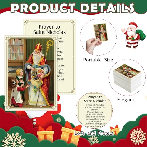 Motiskyy 200 Pcs Saint Nicholas Saint Catholic Prayer Cards Bulk - style: Saint Nicholas