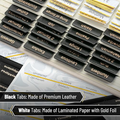 Mr. Pen- Catholic Leather Bible Tabs, 160 Tabs - color: Black Leather, White Paper