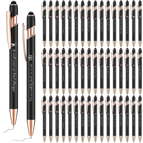 Chuangdi 48 Pcs Bible Verse Pens Bulk Black Ink Pens, Black - color: Black