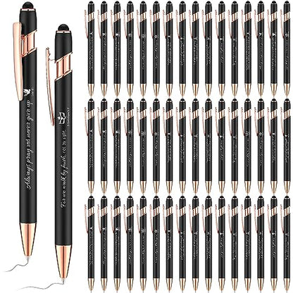 Chuangdi 48 Pcs Bible Verse Pens Bulk Black Ink Pens, Black - color: Black