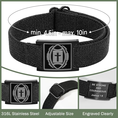 Football Cross Bible Verse Adjustable Bracelet for Boys Mens, Christian Gifts for Kids Teen Boys - style: God is in control