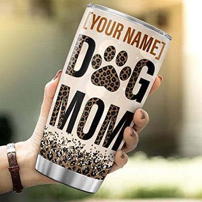 CUBICER Personalized Coffee Tumbler Dog Mom Customized Name Travel Mugs Oz Cute Birthday Gifts For Women Lovers Stainless Steel Cups Insulated Tumblers Funny Sayings Mothers Day - color: Dog Mom