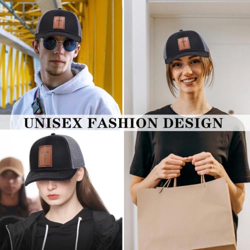 Black Baseball Cap Snapback hat for Men Snap Pack Hip Hop Mens Hat - color: Leather Cross