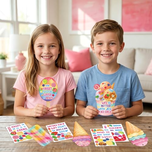 Fancy Land Sunday School Crafts Sticker Christian Ice Cream Craft Kid 30Pcs