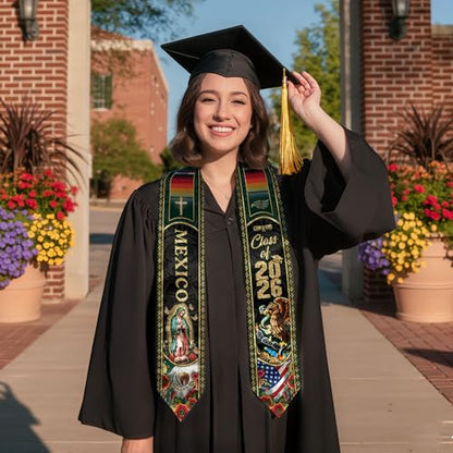 Mexico Graduation Sash, Cross Graduate Stole, Class Of 2026, Mexican Stole - color: Ds 04