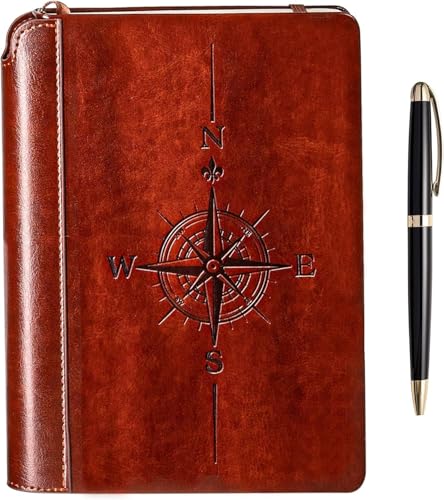 SETTINI® Vegan Leather Journal Gift Set with Pen 192 Pages, Compass - color: Compass