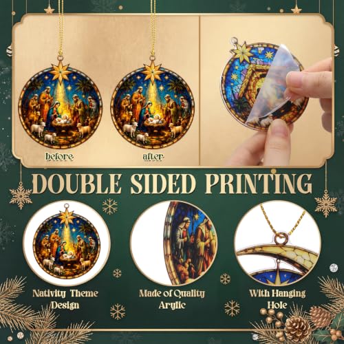 Halloscume 24 Pcs Christmas Nativity Scene Ornaments Bulk Star, Moon, Round - style: Crescent Style