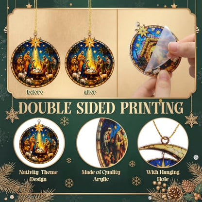 Halloscume 24 Pcs Christmas Nativity Scene Ornaments Bulk Star, Moon, Round - style: Crescent Style