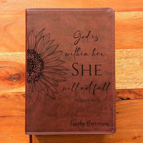 SacredBound Personalized ESV Super Giant Print Bible – Burgundy TruTone Faux Leather | Custom Name Engraved | English Standard Version with 17-Point Font & Full-Color Maps (Sunflower)