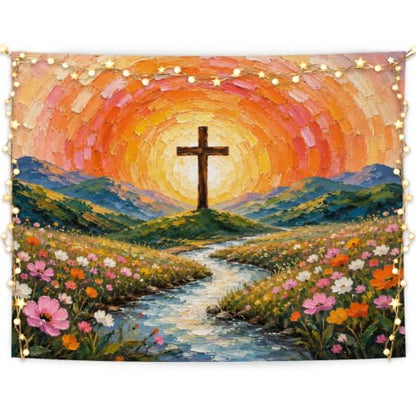 MOLYUB Christian Tapestry for Church Prayer Room Bedroom 50x60 - color: Oil Painting Cross