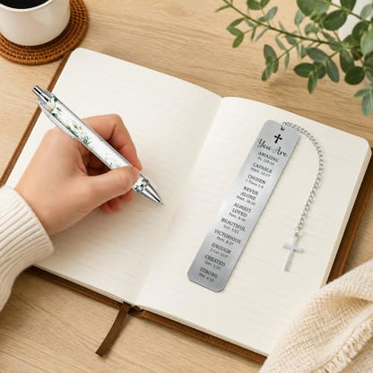 Christian Baptism Gifts, Faith Based Metal Bookmark and Pen - style: Baptism, You Are