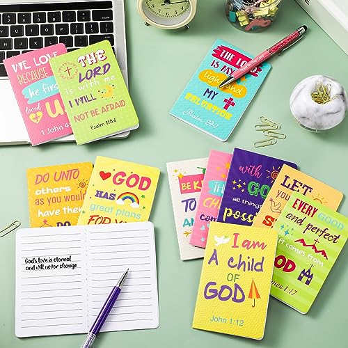 Faccito 24 Pcs Bible Verse Notepads Inspirational Mini Notebook Vbs Small Journal Bulk Religious Motivational Pocket Notepads for Sunday School Church Teacher Gifts (Colorful)