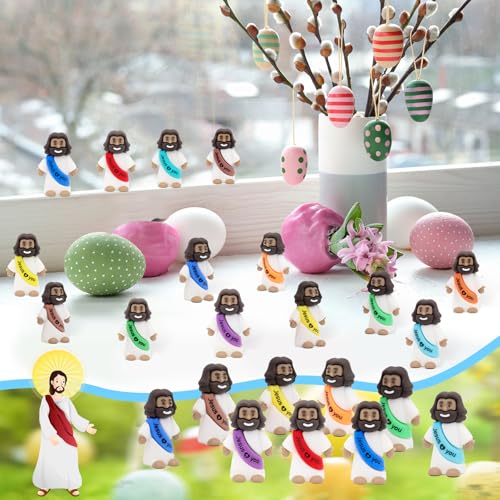 YuDanae 100pcs Brown Mini Jesus Figures, Jesus Loves You Figures for Easter - size: 100pcs