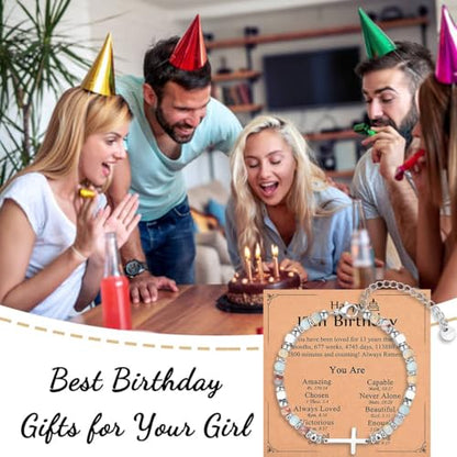 Christian Gifts for Women Girls, Religious Cross Bracelet - color: Happy 13th Birthday