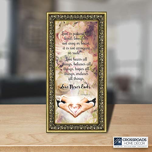 Crossroads Home Décor Love Never Ends, Christian Marriage Gift, True Love Picture Frame, 7310G