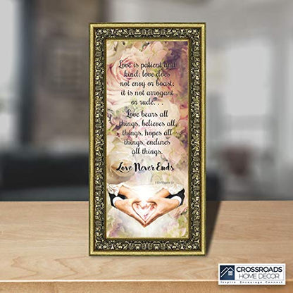 Crossroads Home Décor Love Never Ends, Christian Marriage Gift, True Love Picture Frame, 7310G
