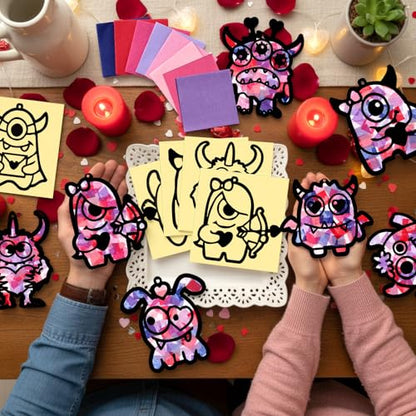 Eersida 32 Pcs Valentine Suncatcher Craft Kit Stained Glass DIY - style: Valentine