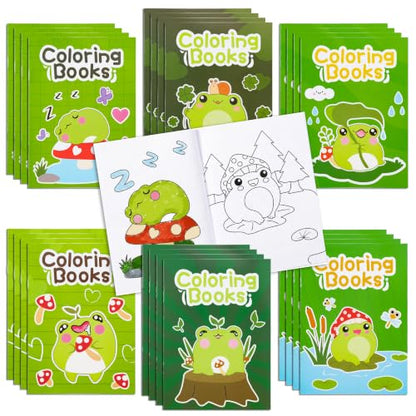 ANGOLIO 24Pcs Frog Mushroom Coloring Book Bulk for Kids Cute Frog Activity Book Cartoon Animals DIY Art Booklet for Kid Birthday Party Gift Goodie Bags Filler School Prize - style: Frog