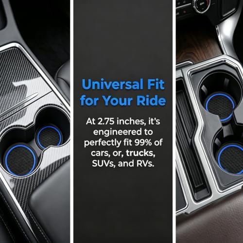 4PCS Car Cup Holder Coasters,2.75 Inch Non-Slip Insert Water Bottle Holder Pads, Shockproof Silicone Cup Pads, Universal Car Drink Holders for Vehicles, Trucks, RVs(Black/Blue) - color: Blue